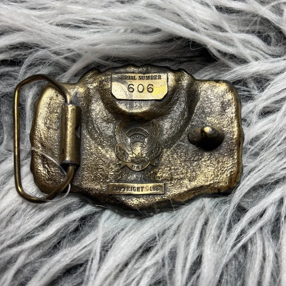 Vintage Harley Davidson‎ 606 Brass & Enamel Belt Buckle Rare 1982'S Eagle